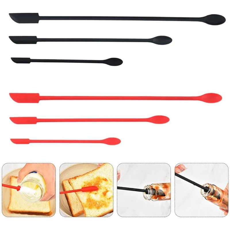 3 Stück Silikon-Cremespatel, kleine Make-up-Spatel, Mini-Spatel, winziger Löffel, Spatel für Küche, Glas, Flasche, Schönheit, Kosmetik