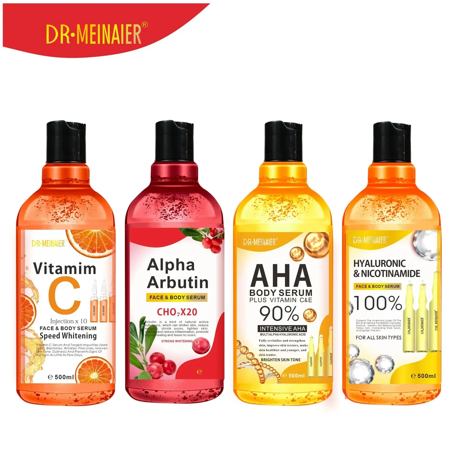 500 ml Hyaluronsäure, Nikotinamid, Vitamin C, AHA, Gesichtsserum, Flecken, Radiergummi, Korrektor, Aufhellung, feuchtigkeitsspendendes, aufhellendes Körperserum Image