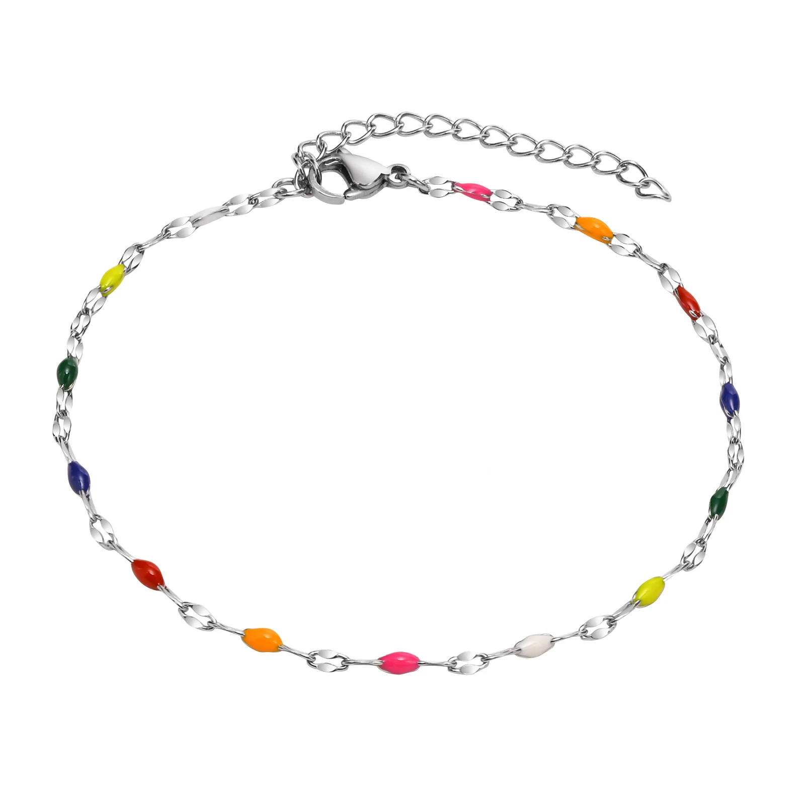 Sommer Fußkettchen Armband am Bein mit Süßigkeiten Perlen, böhmische Spitze Kette Fußkettchen für Frauen, Edelstahl Strand Fußkettchen Image