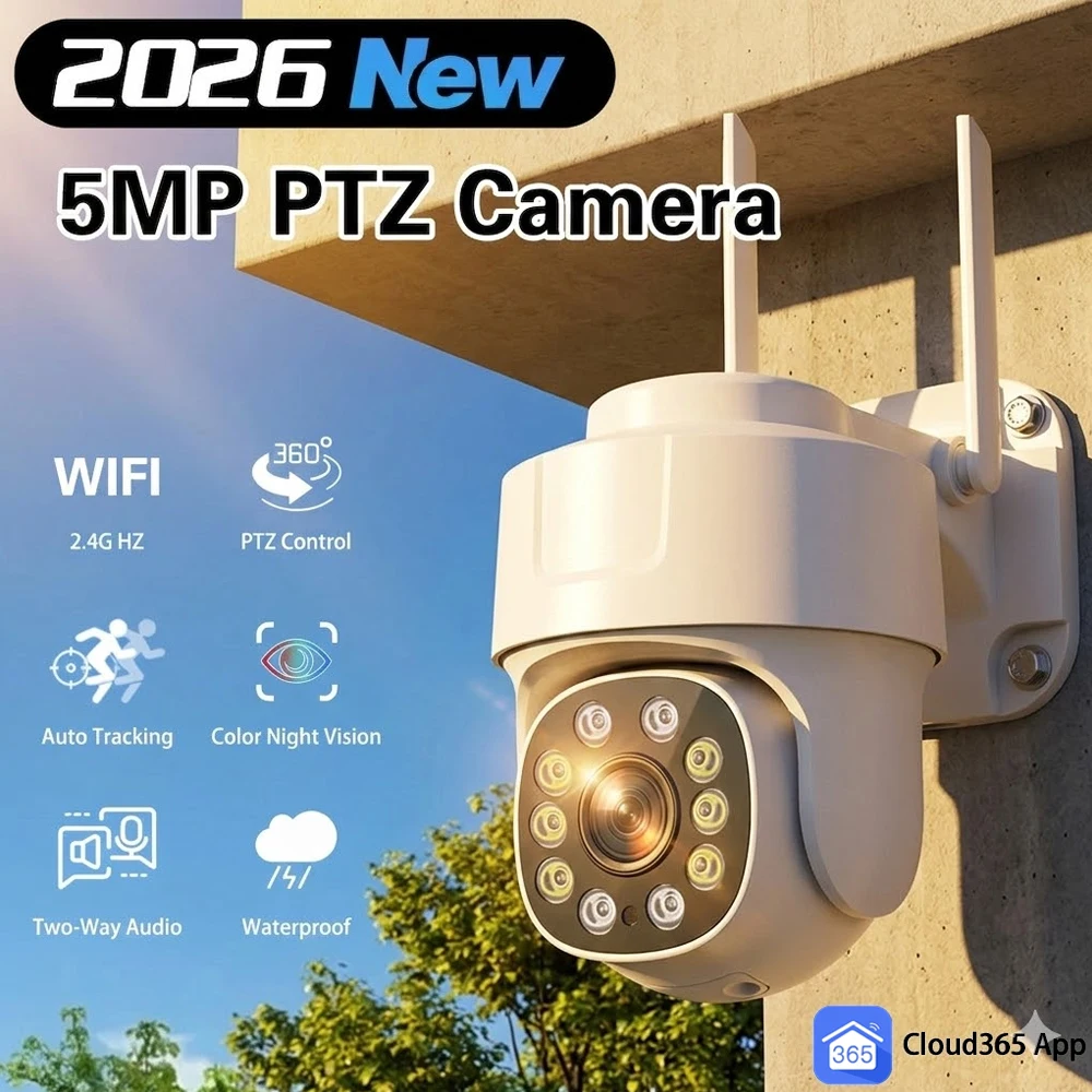 Cloud365 5MP 2k Smart Home WLAN-IP-Kamera PTZ Outdoor wasserdichter Sicherheitsschutz für zu Hause Vollfarb-Nachtsichtüberwachung Image