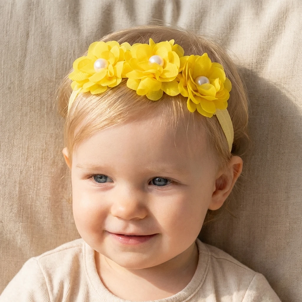 Neues Baby-Stirnband, niedliches Chiffon-Blumen-Kinder-Stirnband, Accessoire für alle Jahreszeiten, dünn, bequem, Baby-Haar-Accessoire