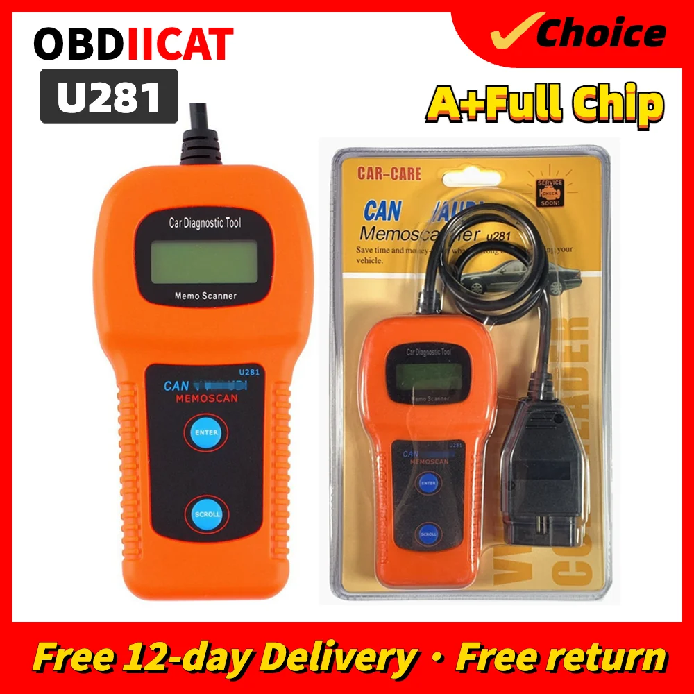 OBD2 CAN U281 Codeleser-Scanner, automatisches Diagnosetool, Memoscan Seat CAN-BUS, OBD2-Diagnosescanner für AU-D-I V-W Pa-ss-at Image