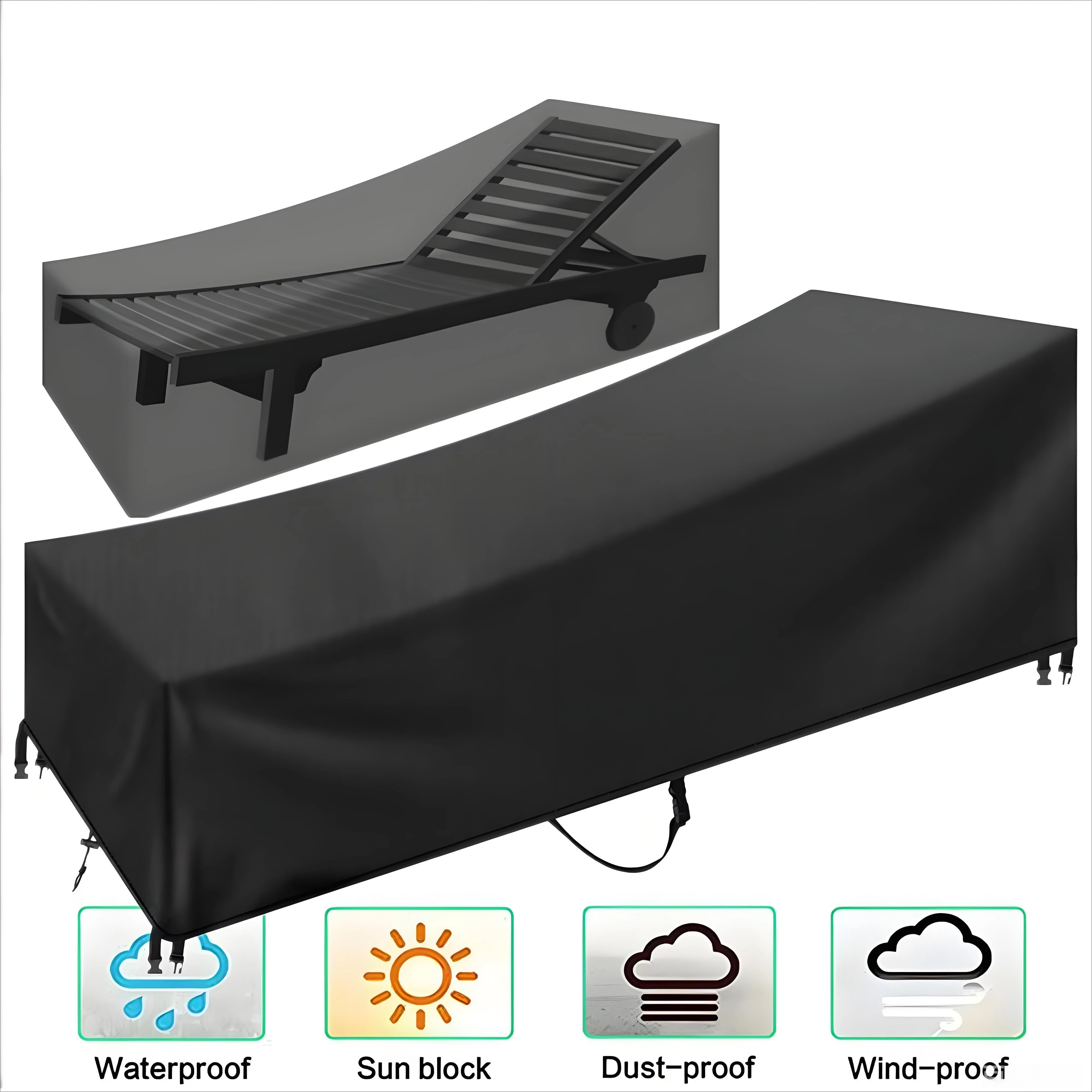 Outdoor Sun Lounger Cover Waterproof Garden Sunbed Cover Patio Outdoor Lounge Chair Recliner Protective Cover Furniture Cover