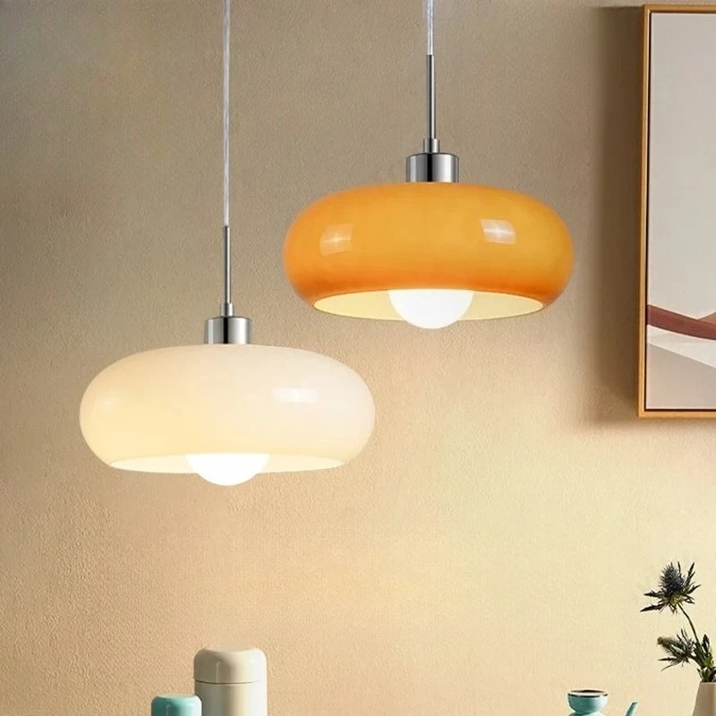 Bauhaus Pendelleuchte Esszimmer Nordic Vintage Bar Schlafzimmer Gästehaus Mid Century Cremefarbene Eierkuchenförmige Restaurantlampe