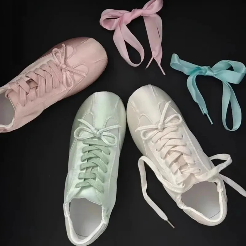 Neue Ballett-Tanzschuhe mit Schleife, Flache Tanzschuhe mit Schleifenknoten, Weiche Flats, Kleine Weiße Schuhe, Sneakers, Freizeitschuhe