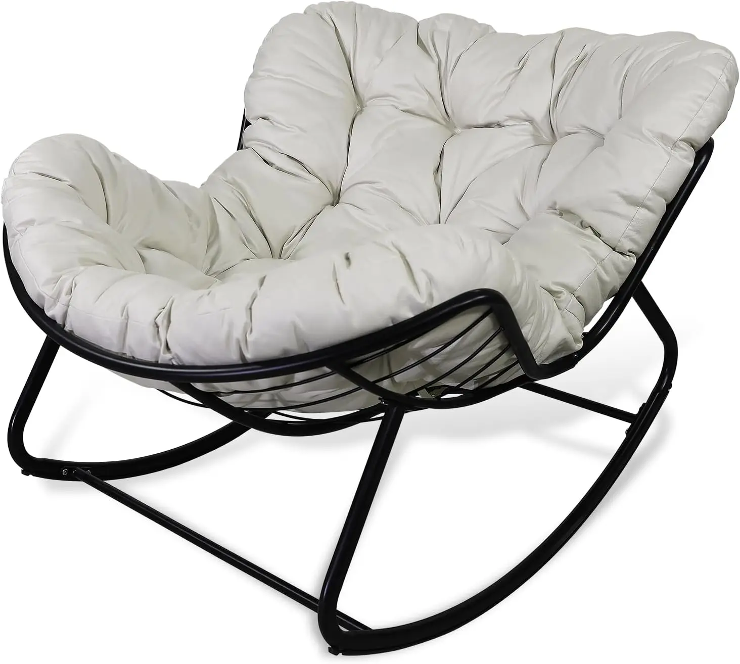 Schaukelstuhl Schaukelsessel Extra groß Wohnzimmer Relaxstuhl Belastbarkeit Bis 150kg Beige,CushHom