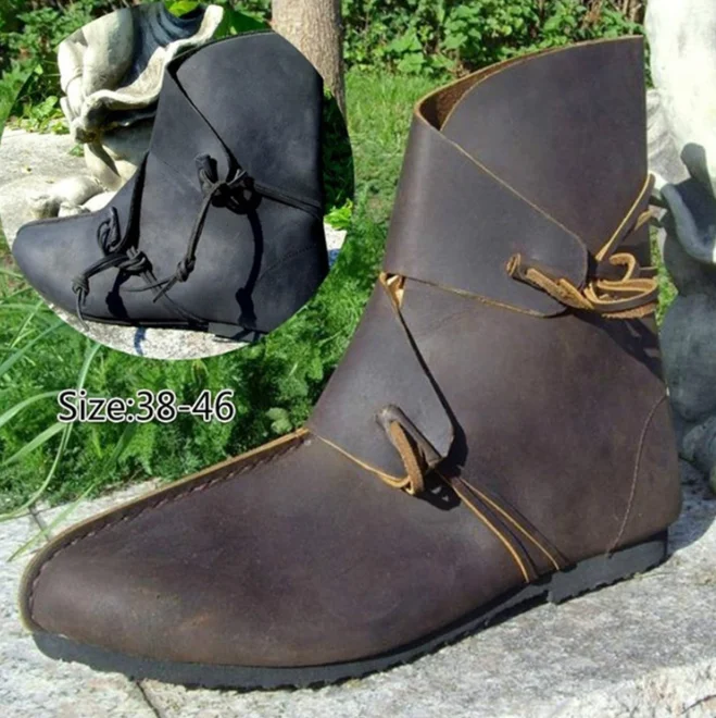 Cosplay männer Medieval PU Leder Schuh Mittelalter Stiefeletten Viktorianischen Renaissance Boot Schuhe