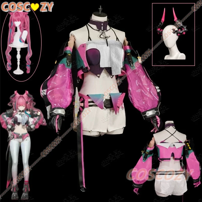 Game Arknights: Endfield Yvonne Cosplay-Kostüm-Set, Perücke, Mantel, Horn, Handschuhe, Uniform für Frauen und Mädchen, Karneval, Festival, Requisiten, komplettes Set
