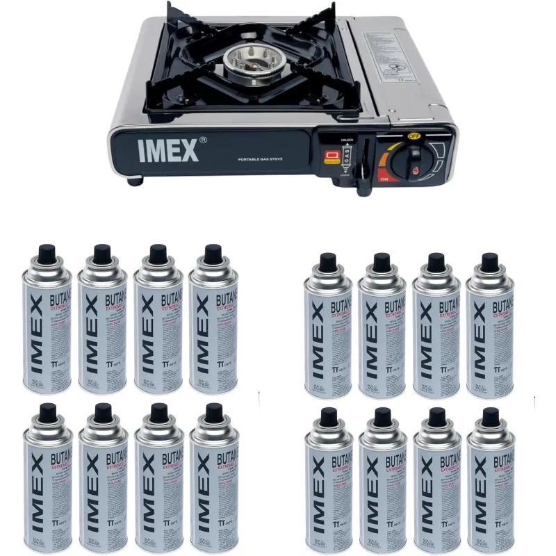 Gaskocher mit Koffer inklusive 16 Gaskartuschen, 35L x 30B x 25H Zentimeter Image