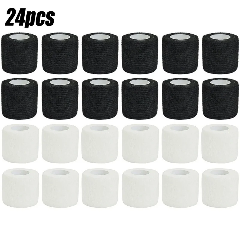 6/12/24Pcs Schwarz Weiß Sport Selbstklebende Elastische Bandage Wrap Band Hansaplast Für Knie Unterstützung Pads finger Knöchel Palm Image