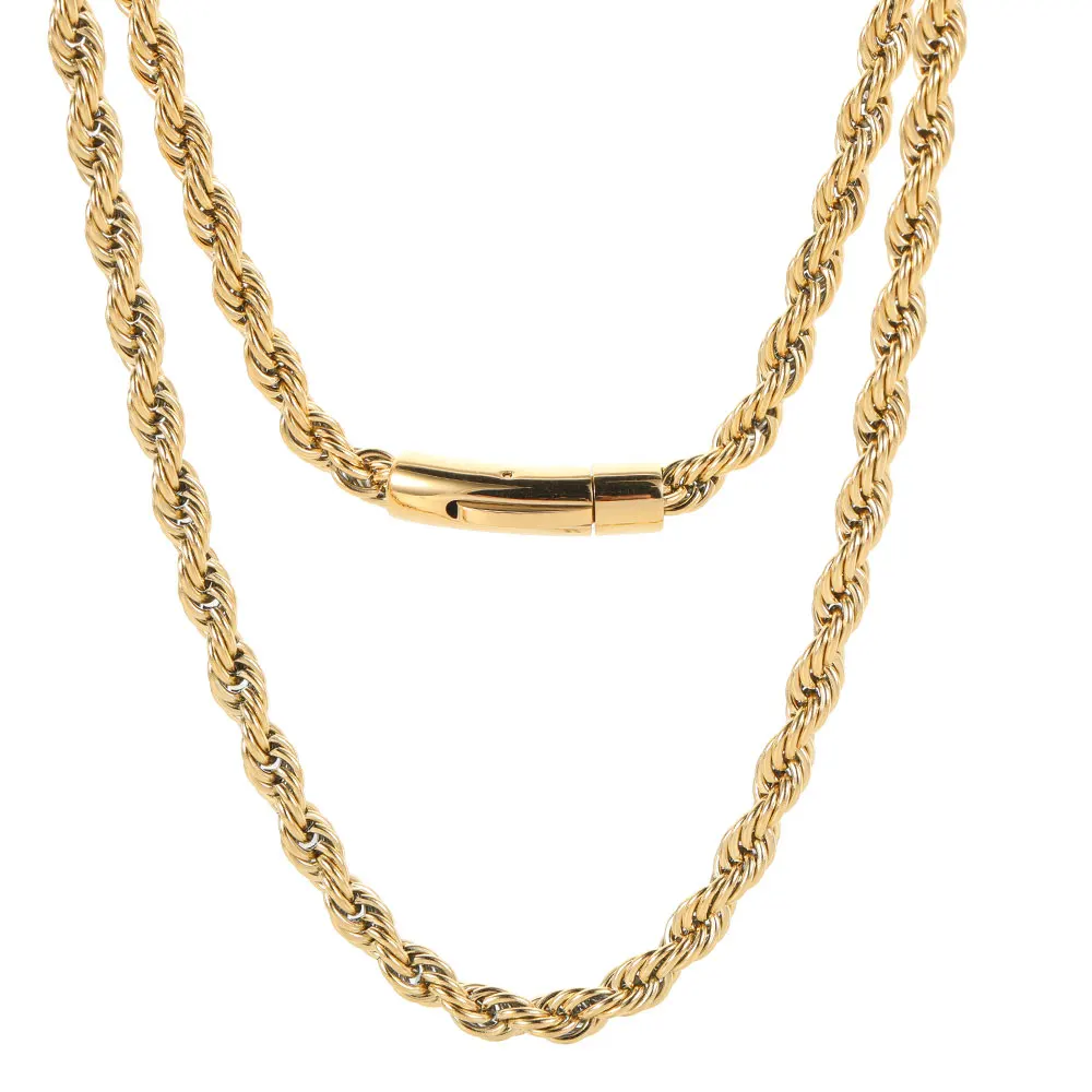 Hip Hop Schmuck pvd plattiert Herren 6mm Edelstahl Franco Seil Kette Halskette 16-26 "für Männer Frauen Geschenk