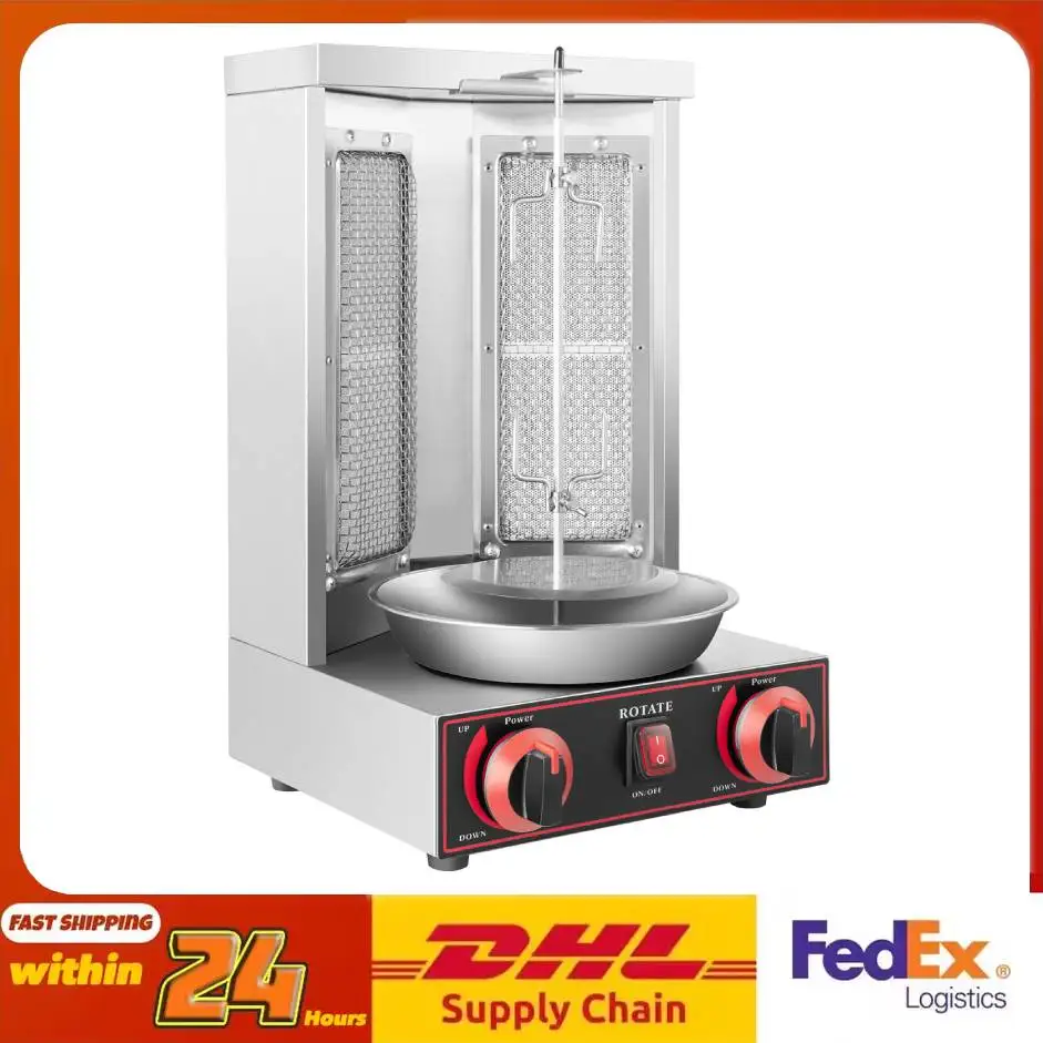 Gasbetriebene Döner-Kebab-Maschine mit 17,6-26,45 lbs Kapazität, 3000W, Vertikaler BBQ-Grill - 360 ° Drehbar für den Heim- und Gewerbegebrauch Image