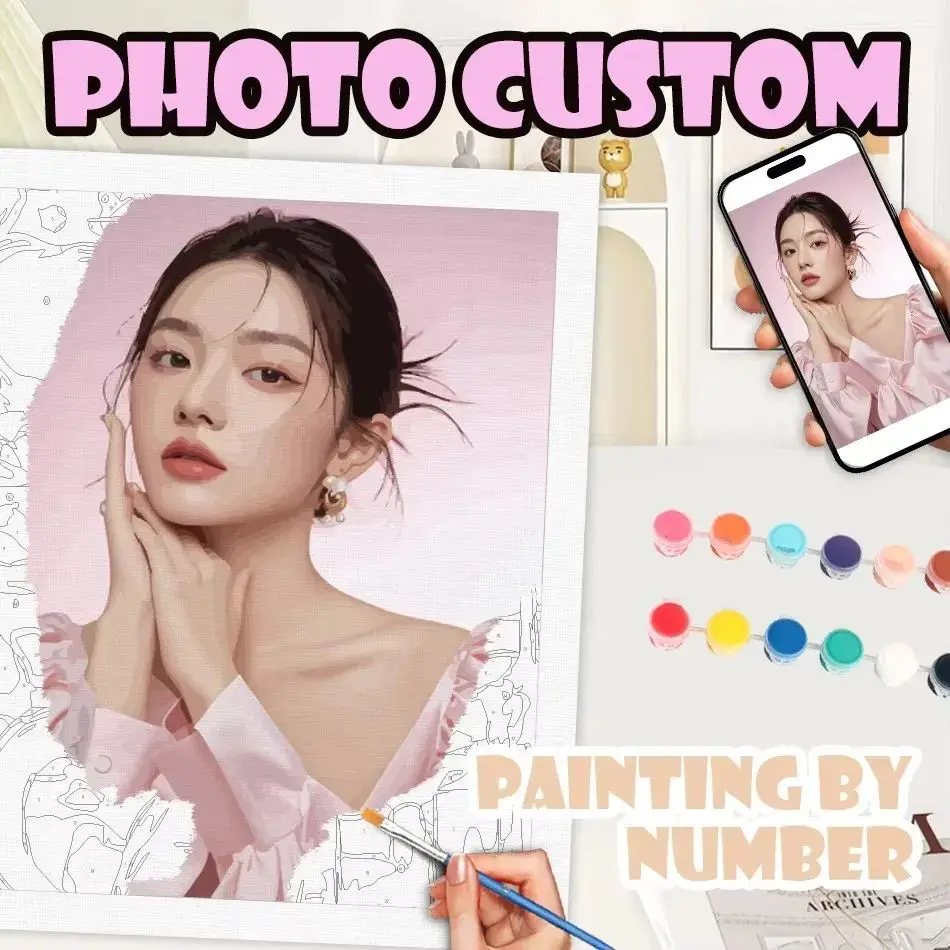 Malen nach Zahlen mit individuellem Foto, ungerahmt, personalisiertes Malset, Landschaft, Familienfotos, personalisiertes Porträt, Malen nach Zahlen Image