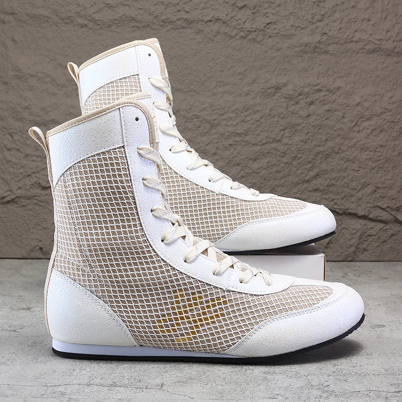 2025 neue Männer Frauen Boxen Stiefel Schwarz Weiß Kampf Stiefel Unisex Designer Wrestling Schuhe Paare Training Schuh