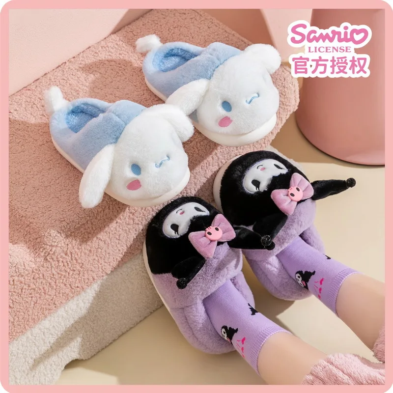 Hellokittys Mädchen-Hausschuhe Cartoon-Hausschuhe Cinnamoroll My Melody Kawaii Cartoon Kuromi Anime-Figur Wärmehaltende Schuhe