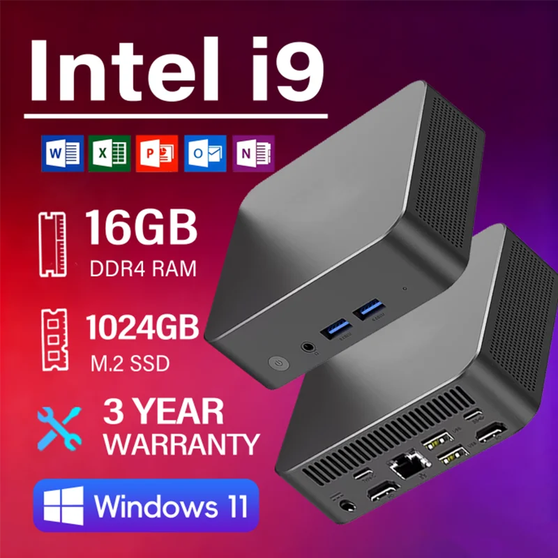 Nouveau Mini PC 2026 Windows 11 Pro Intel Core i9 8950HK 16 Go RAM 1 To 2 To SSD WIFI 6 BT5.2 Ordinateur de Bureau Ultra Performant PC Gaming 4K HD