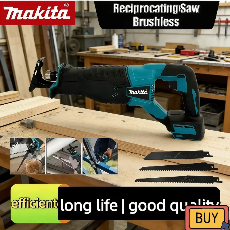 Makita für 20V 18V Akku Bürstenlose Säbelsäge Tragbare Kabellose Elektrowerkzeuge mit 4 Sägeblättern Image