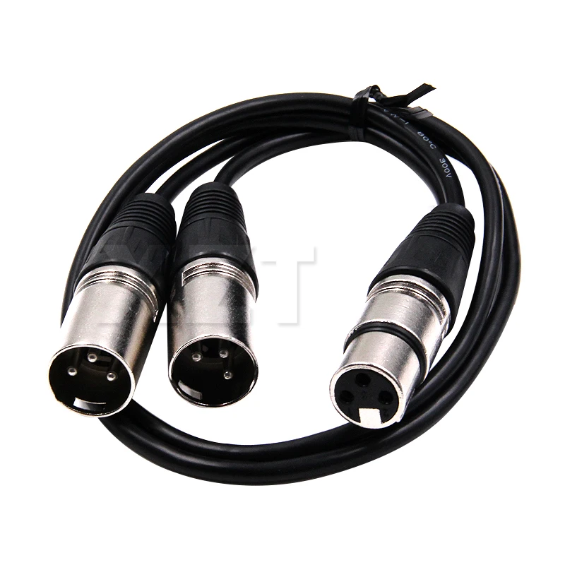 50 cm XLR-Buchse, doppelter Stecker, Audioleitung, XLR-Kanone, weiblich, zwei Stecker, 3-poliges Audiokabel, XLR-Y-Split-Stecker, 3P-Kanonen-Splitter-Konverter Image