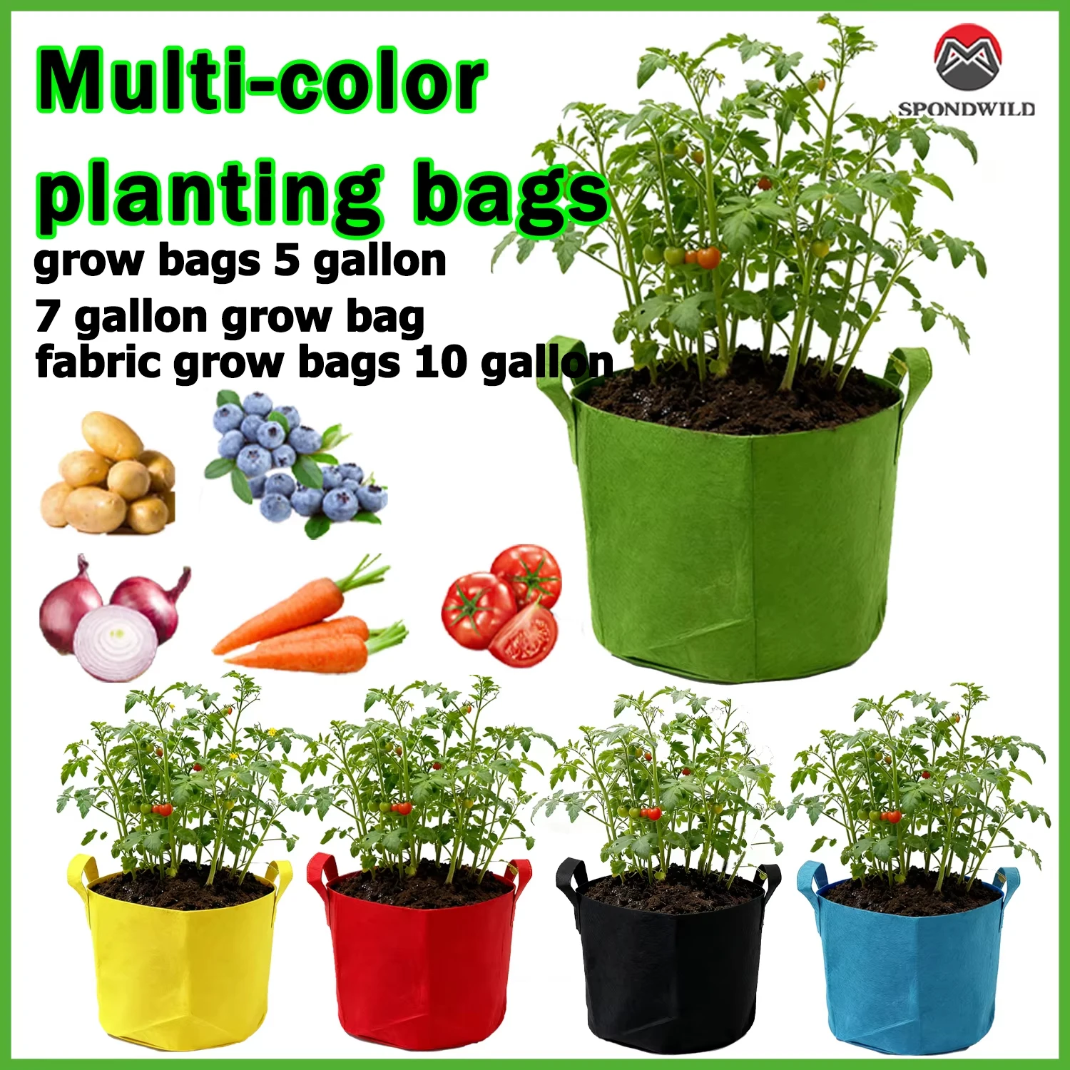 10-Gallonen-Pflanzbeutel für Gemüse/Blumen/Pflanzen, 5-Gallonen-Belüftungs-Stofftöpfe mit Griffen, Stofftöpfe für Pflanzen, Garten-Geschenk Image