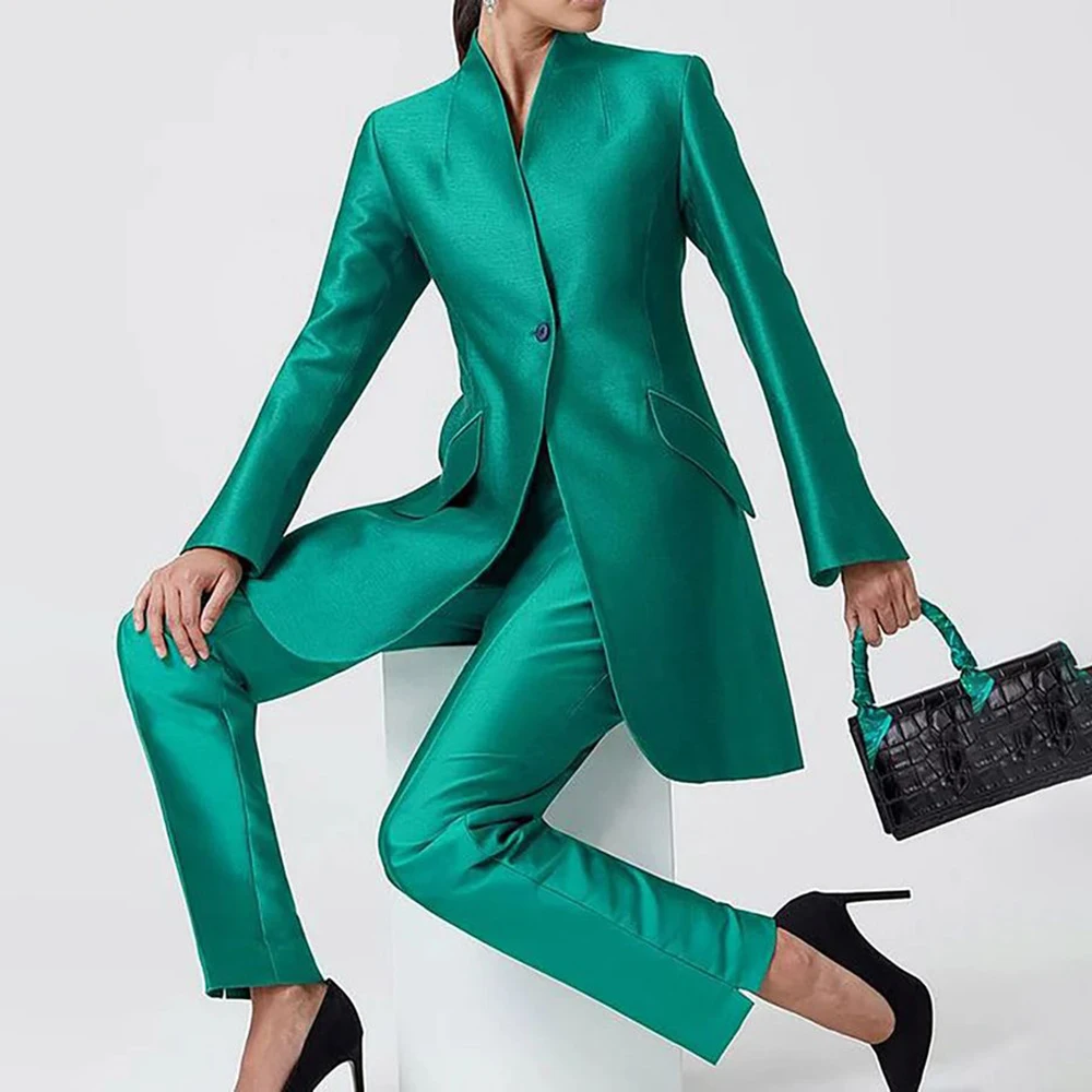 Completo da Sera da Donna Tinta Unita Monopetto Slim 2 Pezzi Giacca e Pantaloni Set Completo Alta Qualità Abbigliamento Femminile per Feste 2026