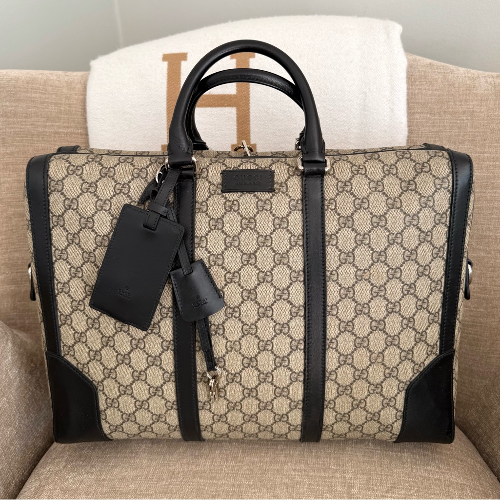 Gucci Bags | Authentic Gucci Brown Supreme Monogram Canvas Luggage Bag Laptop Bag Unisex | Color: Black/Brown | Size: Os