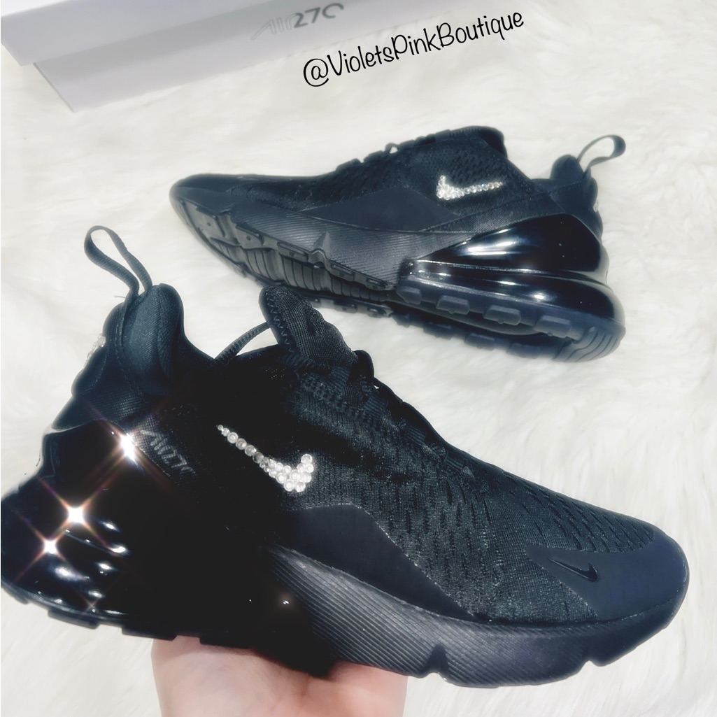 Nike Shoes | Bling Nike Air Max 270 Custom Nike Black Sneakers | Color: Black | Size: Various