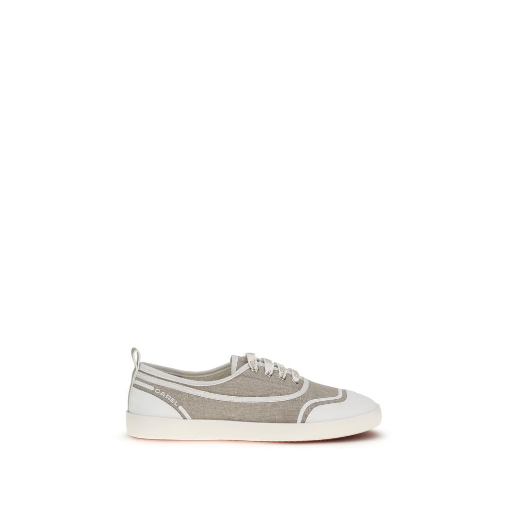 Carel Paris Beige Baumwoll Sneakers mit niedrigem Schaft