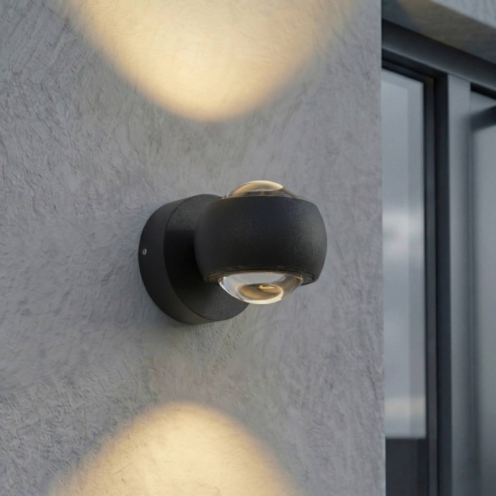 Outdoor Wall Light Focra Lindby, Black, metal, Outdoor Wall Light