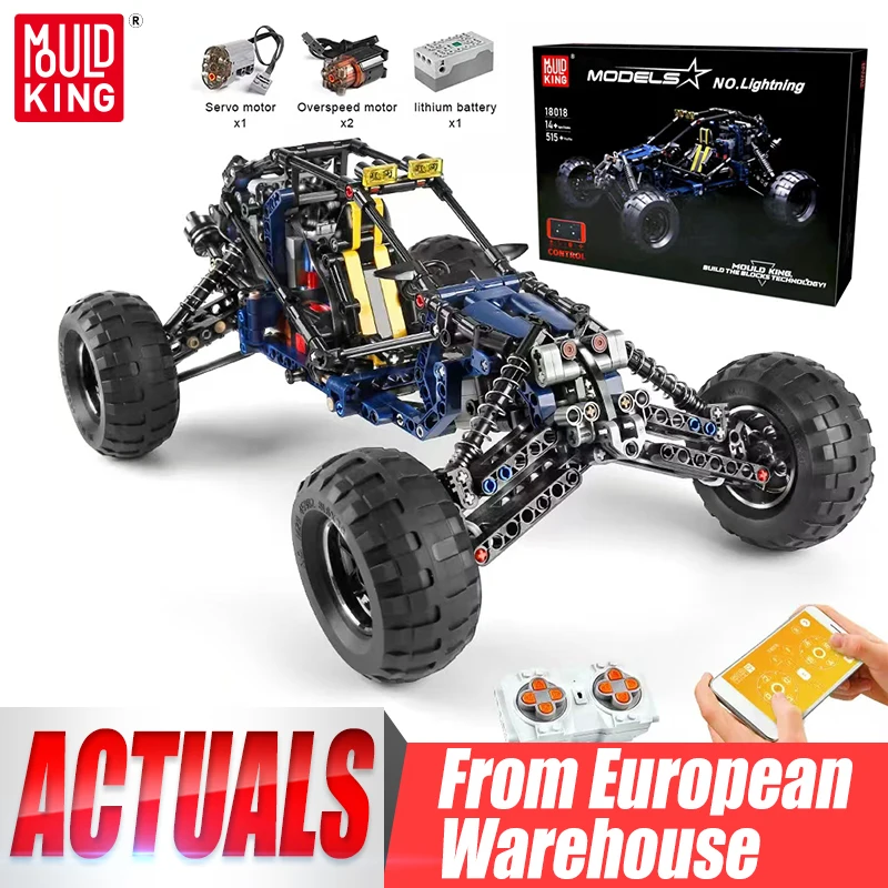 Mould King 18018 Technisches Auto-Spielzeug Das MOC-3028 APP&RC Motorisierte Blue Lightning Buggy Modell Bausteine Ziegelsteine Kindergeschenke