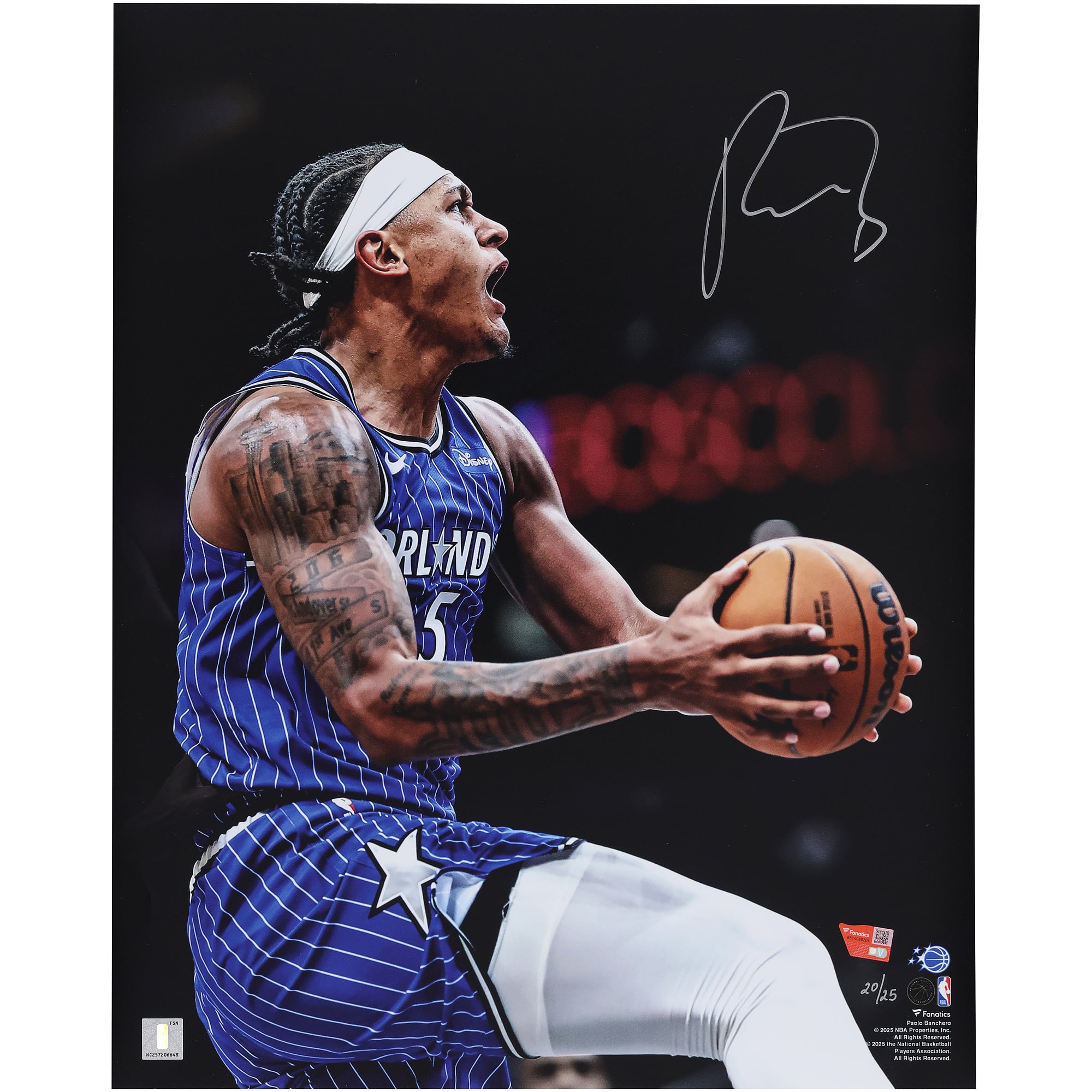 Photo dédicacée de Paolo Banchero (Orlando Magic) - 40,6 x 50,8 cm (édition limitée à 25 exemplaires) - No Gender Taille: No Size