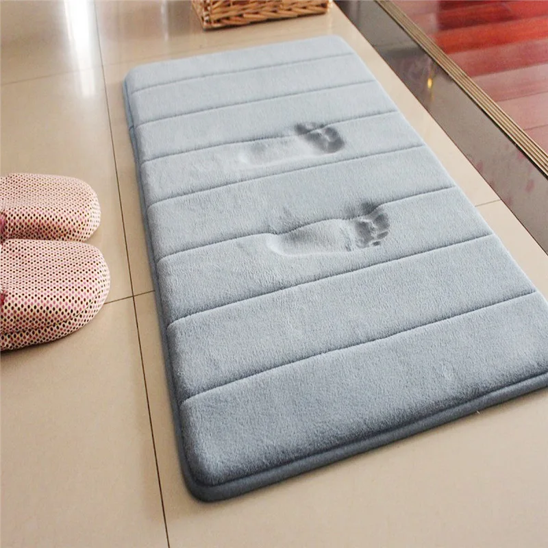 Bathroom Non-Slip Mat Thick Coral Fleece Memory Foam Memory Absorbent Mat Bedroom Anti-Slip Mat Kitchen Pad Pedal Pad 40*60