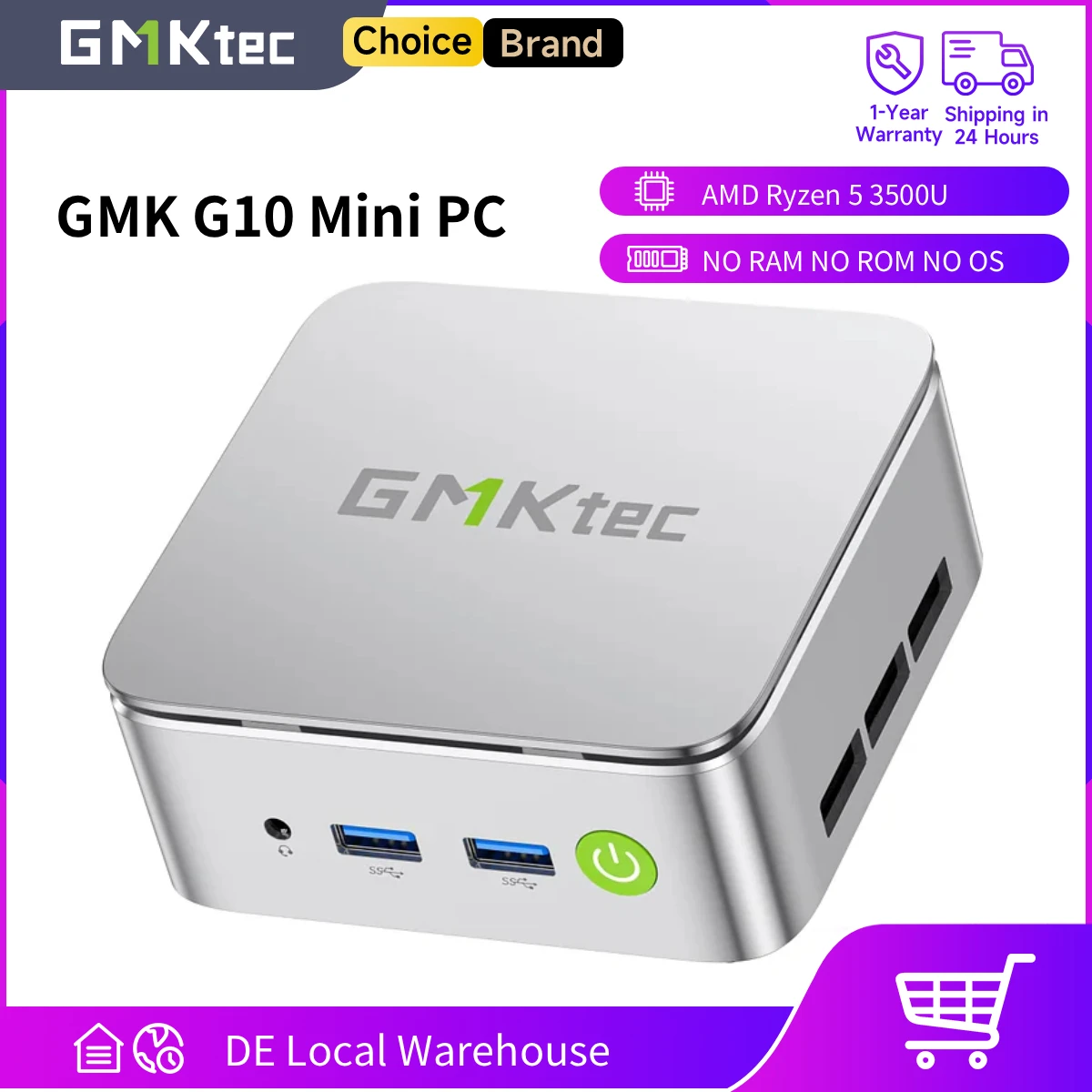GMKtec G10 Mini-PC AMD Ryzen5 3500U (Schlägt N150/N97) Barebone 2.5GbE NIC LAN HTPC Proxmox Mini-Computer, Dreifache 4K-Anzeige WiFi 5 Image