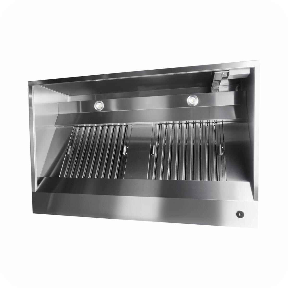 Edelstahl Wandhaube / Dunstabzugshaube Kastenform Pro mit Flammschutzfilter 200 x 95 cm Image