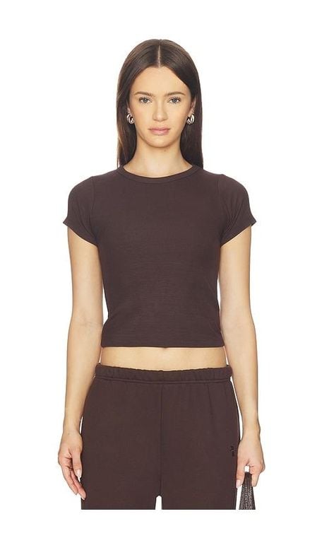 Short Sleeve Baby Tee - Brown - ÉTERNE Tops