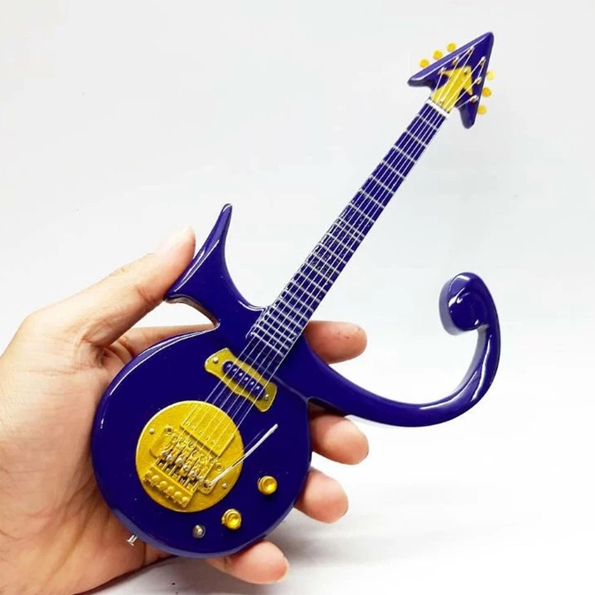 Chitarra in miniatura Prince Purple scala 1:4 / Replica di una mini chitarra elettrica fatta a mano / Espositore per strumenti musicali regalo di comp