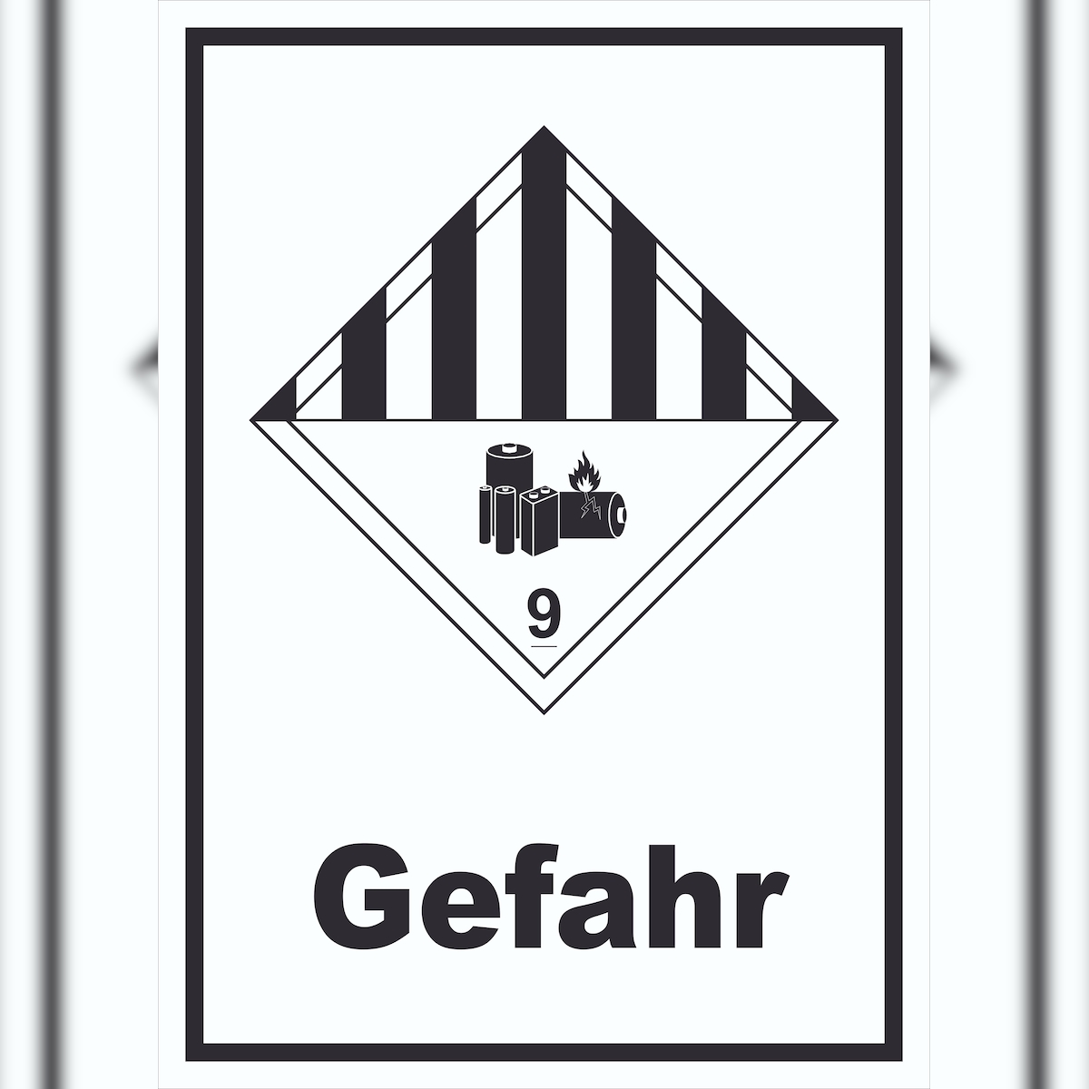 HB-Druck Schild Achtung Lithiumbatterien Gefahr Gefahrgutklasse 9a hochkant A0 Rückseite selbstklebend Image