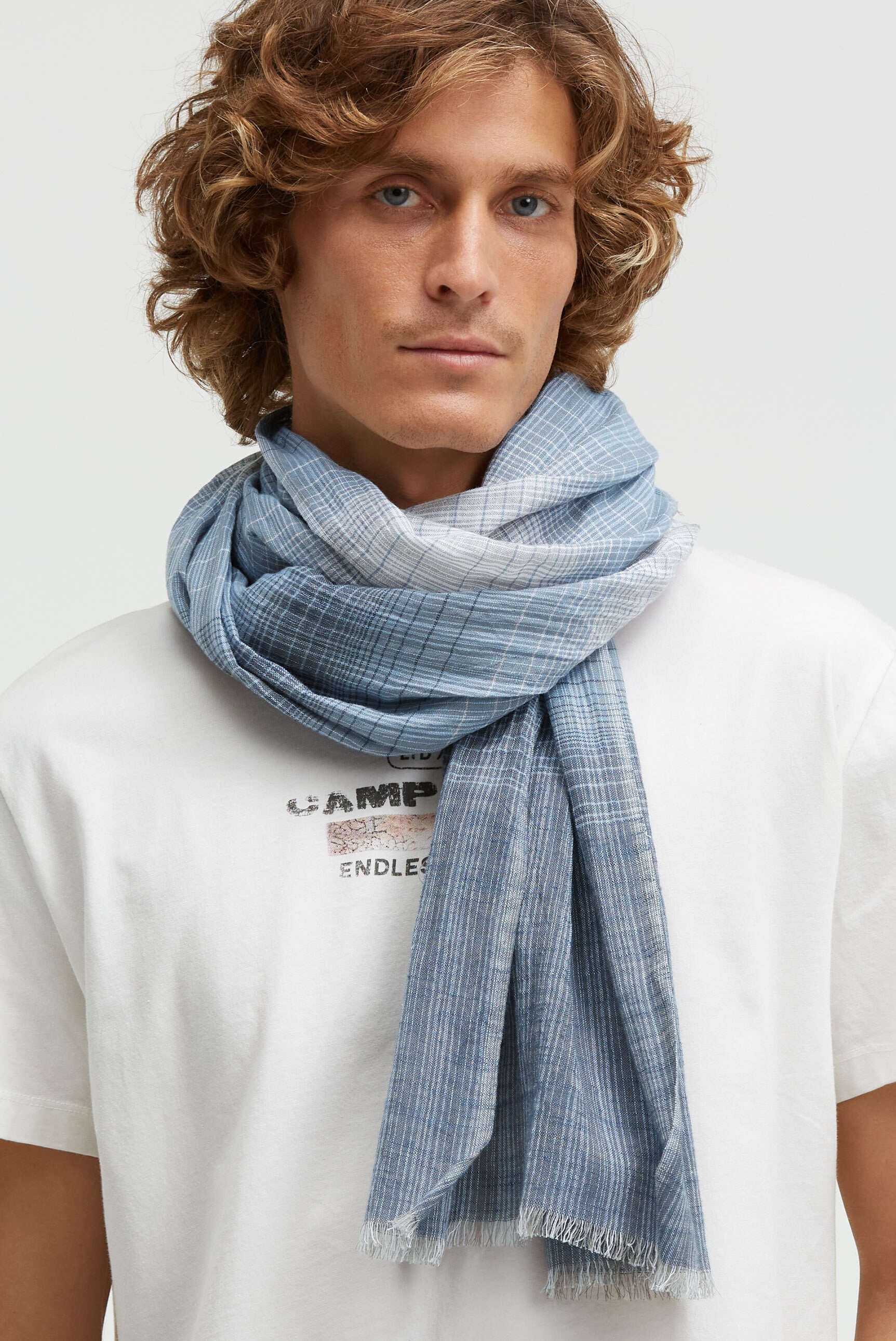 Strickschal CAMP DAVID, Damen, mid blau, Material: 100% Baumwolle, Modetücher Image