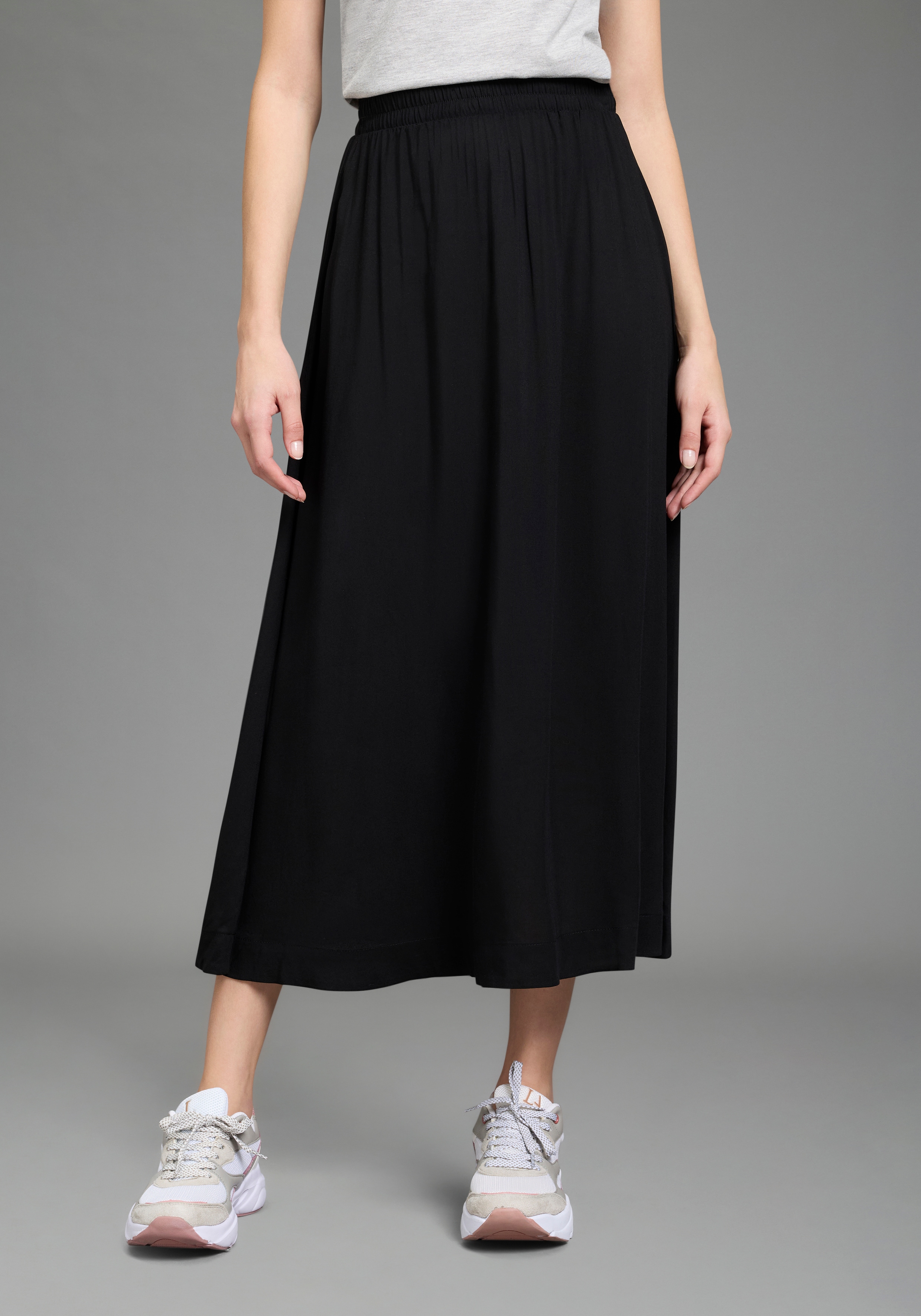 Maxirock LAURA SCOTT, Damen, Gr. 38, schwarz, Web, Obermaterial: 100% Viskose, unifarben, Röcke Maxirock, mit bequemem Komfortbund und Gummizug Image