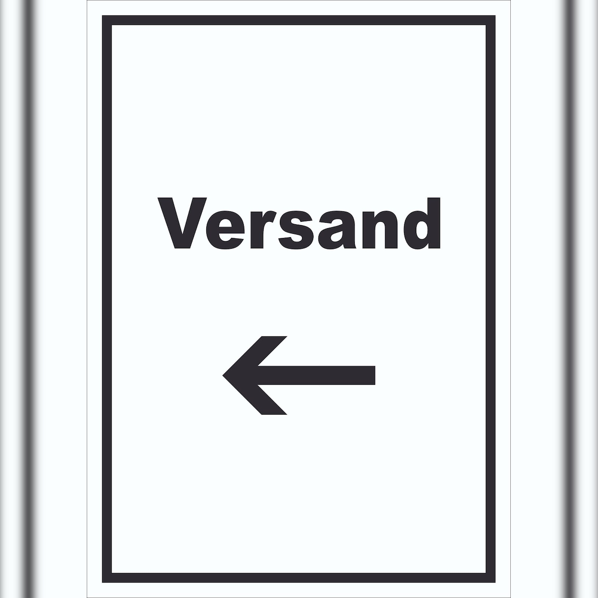 HB-Druck Versand Schild mit Text und Richtungspfeil links Lieferung shipping hochkant A1 (594x841mm) Image