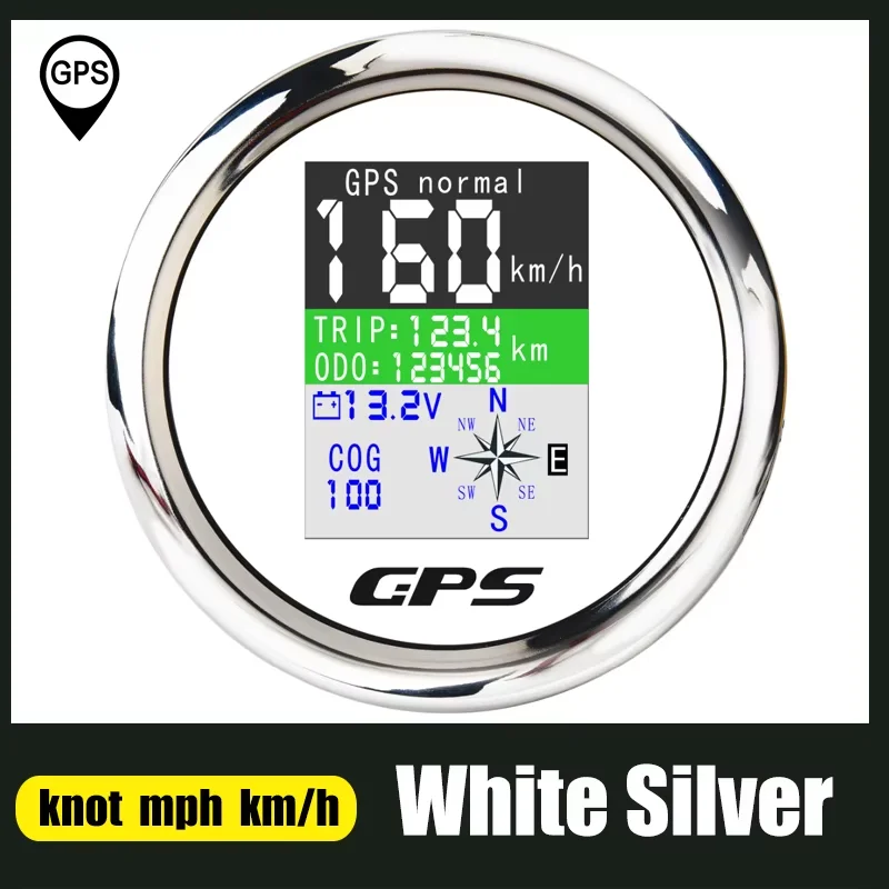 85mm GPS Speedometer With GPS Antenna TFT Screen Waterproof Odometer Adjustable Trip ODO COG Voltmeter For Boat Car Motor Yacht