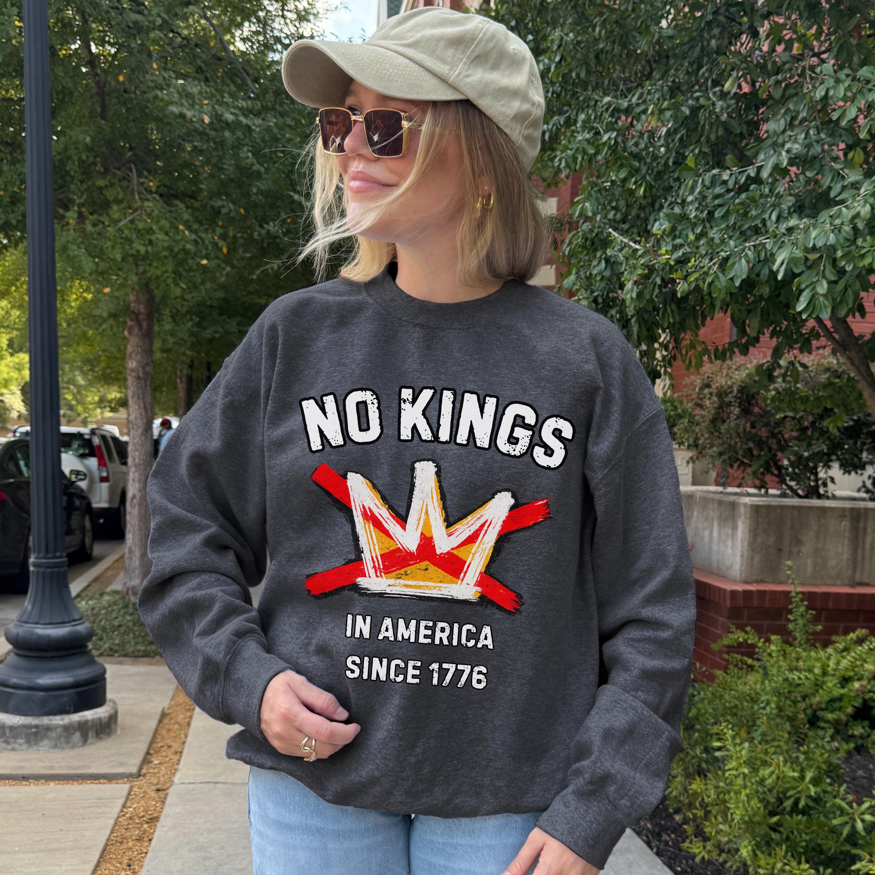 Felpa No Kings in America, Maglione anti Trump, Felpe anti Maga, Girocollo Crown No Kings, Felpa No Kings, Maglione No Kings