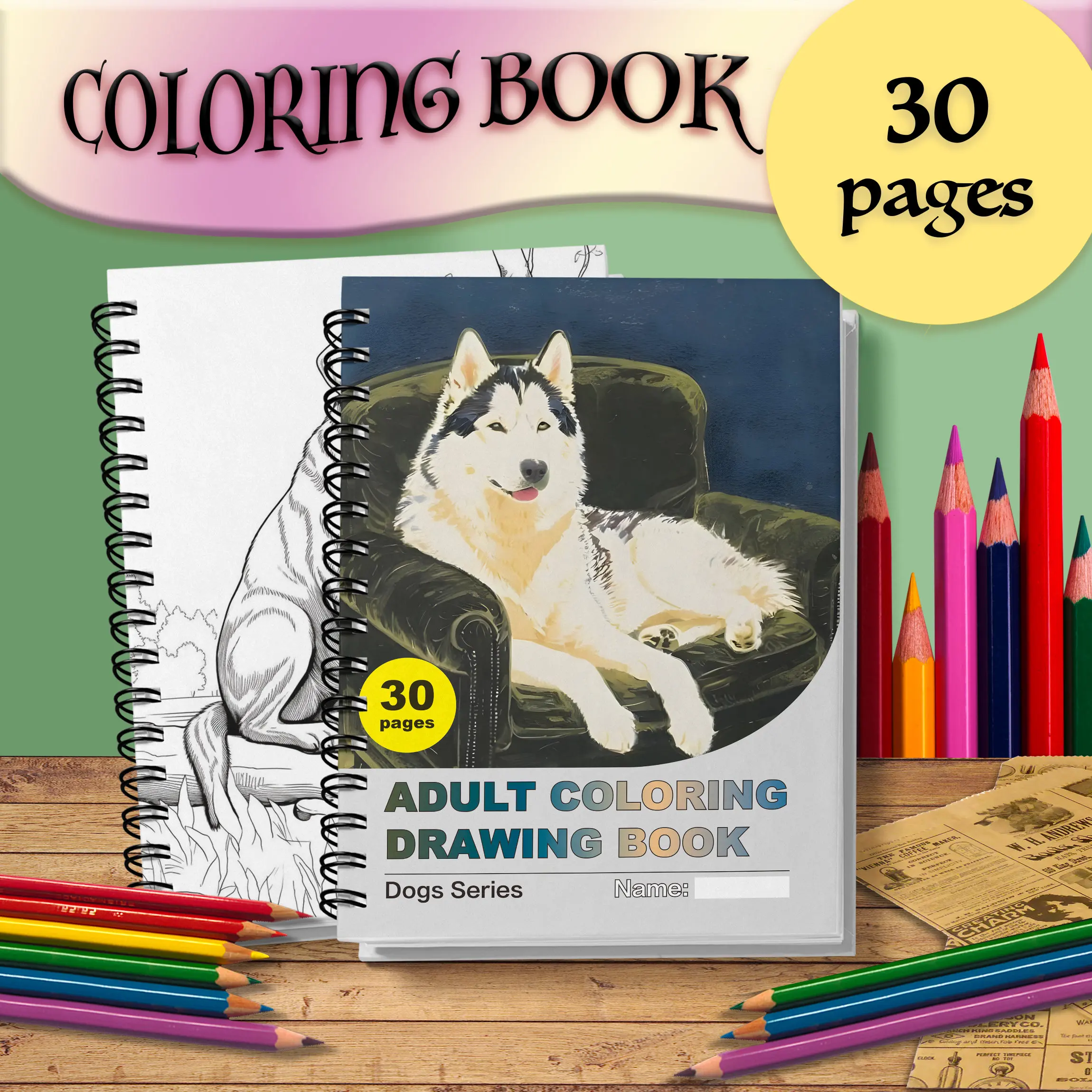 Malbuch für Erwachsene – 30-seitiges Spiral-Malbuch für Erwachsene – Kritzeln, Weihnachtsfeier-Geschenk, Geschenk für Familie oder Freunde Image