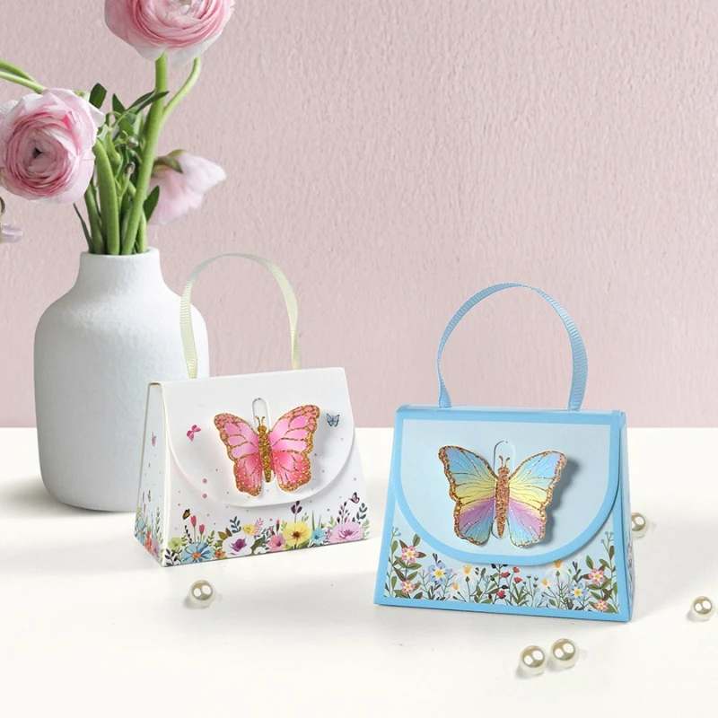 10/30/50Pcs Süßigkeiten Geschenk Boxen 3D Weiß Blau Schmetterling Geburtstag Dekoration Hochzeit Liefert Baby Schokolade Cookie geschenk Box Tasche Image