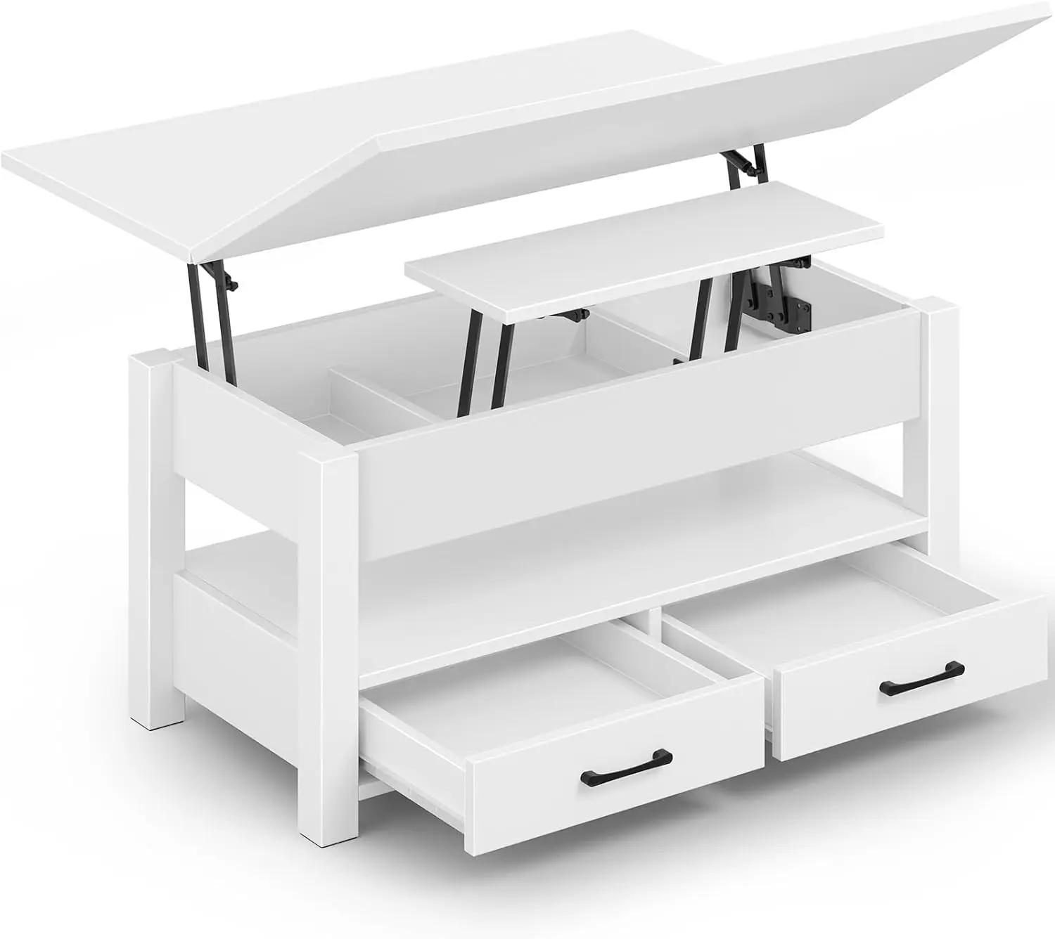 Höhenverstellbarer Couchtisch, Wohnzimmertisch mit Schublade & verstecktem Fach, Couchtisch, der sich in einen Dini-Beistelltisch verwandeln lässt. Image