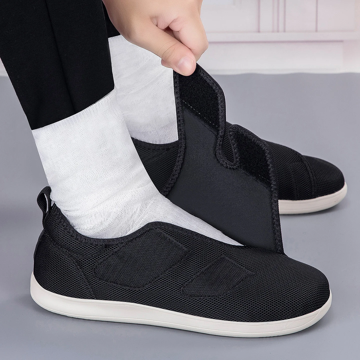 Herrenschuhe, lässige orthopädische Schuhe für breite Füße, geschwollene Schuhe, Daumenkorrektur, verstellbare, weiche Diabetiker-Schuhe, Wanderschuhe für Damen, Unisex