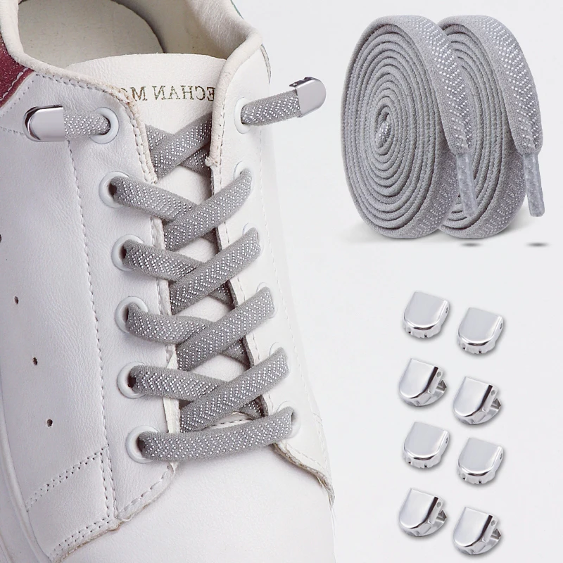 Elastische Schnürsenkel ohne Binden für Sneaker, für Kinder und Erwachsene, Gummibänder, Schnürsenkel ohne Knoten für Sneaker, 1 Paar/2 Paar Image