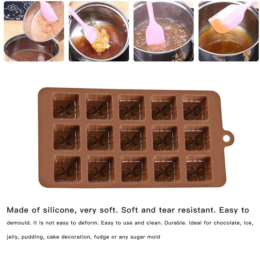 Schokolade Mold Weihnachten Geschenk Box Silikon Candy Form 15 Hohlraum Bäckerei Werkzeug DIY Dessert Zubehör Backen Werkzeuge Image