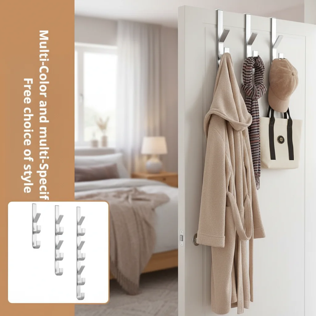 Hochwertiger, bohrfreier Türhaken zum Aufhängen über der Tür, multifunktionaler Metallhaken, Haken für Hut und Mantel, für Zuhause
