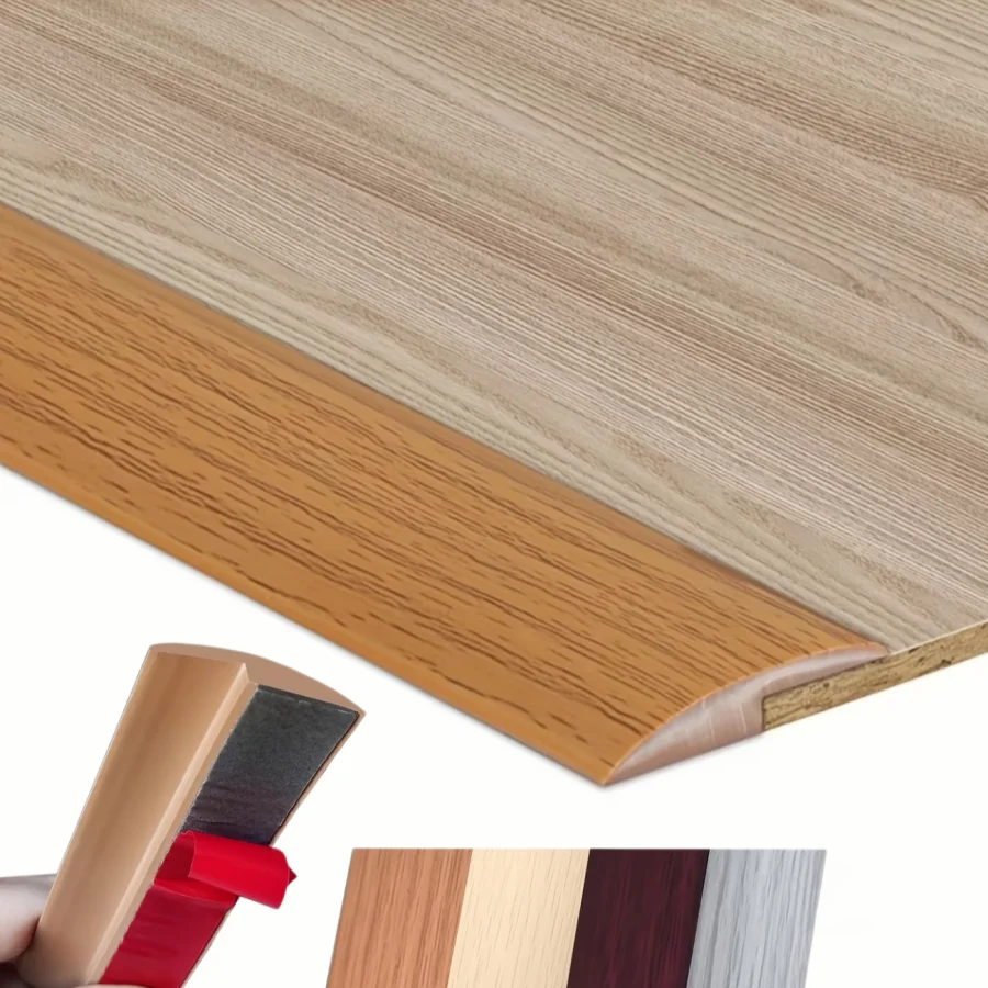1 Stück 2m/78,74 Zoll Teppich-zu-Fliesen-Bodenübergangsleiste, verschleißfeste, zuschneidbare Kantenleiste, PVC, selbstklebende Schwellenabdeckung Image