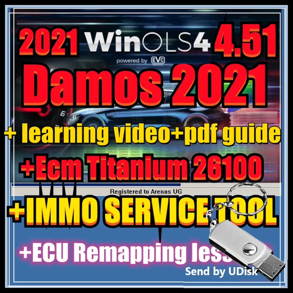 Neueste WinOLS 4,51 Mit Plugins Vmwar + 2021 Damos + ECM TITAN + IMMO SERVICE Werkzeug + ECU Remapping lehren + Video Guide Auto Image